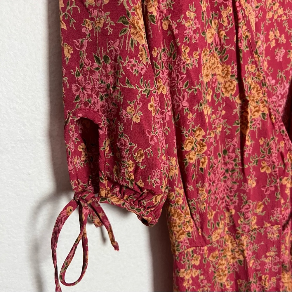 Christy Dawn Augusta Short Sleeve Midi Wrap Dress Thulian Floral Print Medium - Picture 9 of 9